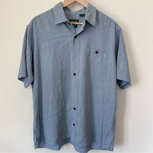 Orvis Hemp Blend Classic Fit Button-Up Shirt Blue L Short Sleeve Men